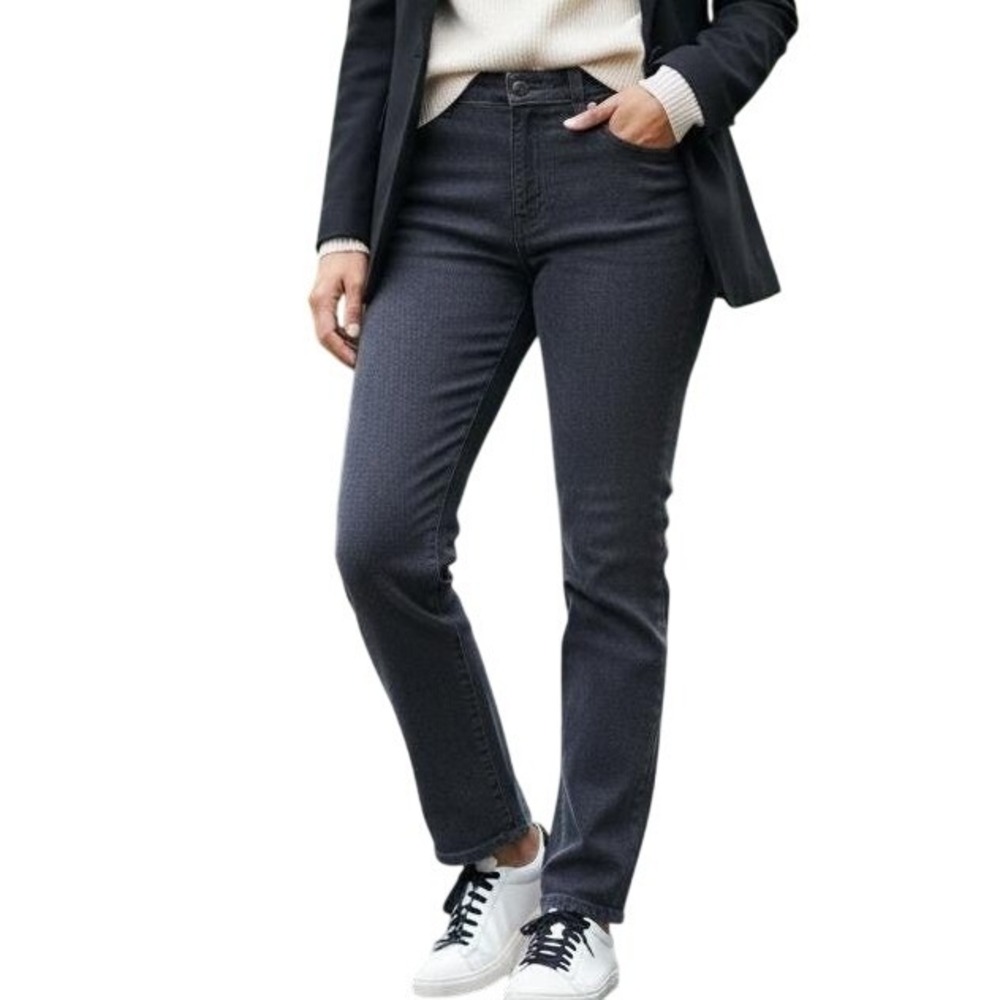 VTG Lauren Jeans Co. (LJC) Dark‎ Gray Washed Black Classic Straight Leg Jeans 12